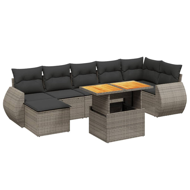 8 Piece Garden Sofa Set with Cushions Grey Poly Rattan Payday Deals