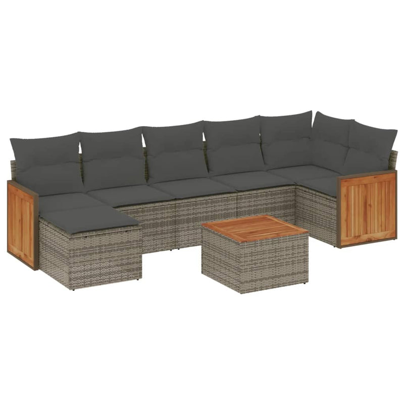 8 Piece Garden Sofa Set with Cushions Grey Poly Rattan Payday Deals