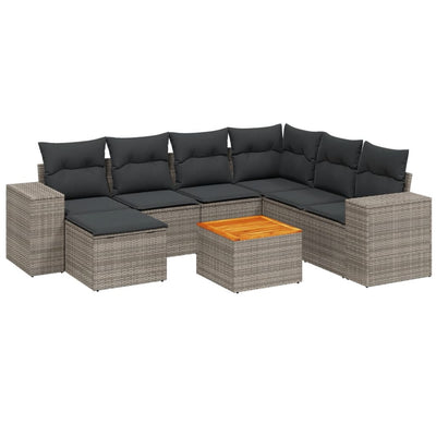 8 Piece Garden Sofa Set with Cushions Grey Poly Rattan Payday Deals
