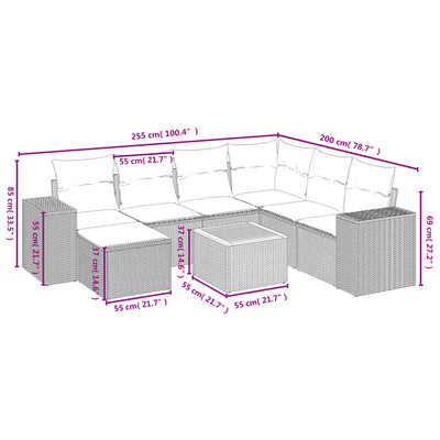 8 Piece Garden Sofa Set with Cushions Grey Poly Rattan Payday Deals