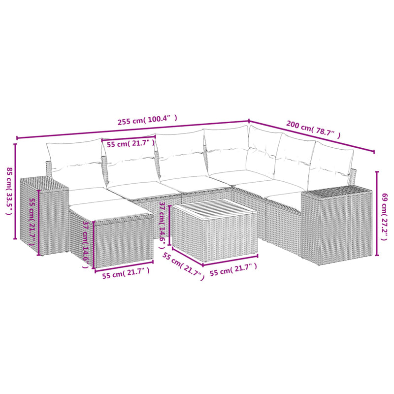 8 Piece Garden Sofa Set with Cushions Grey Poly Rattan Payday Deals