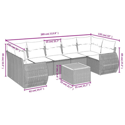8 Piece Garden Sofa Set with Cushions Grey Poly Rattan Payday Deals