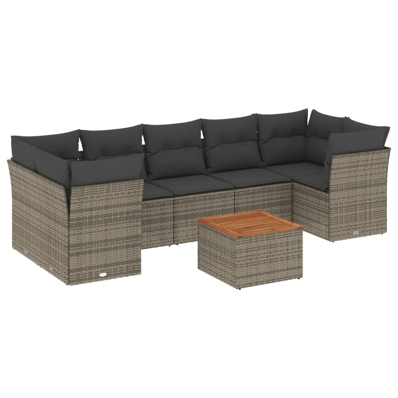 8 Piece Garden Sofa Set with Cushions Grey Poly Rattan Payday Deals
