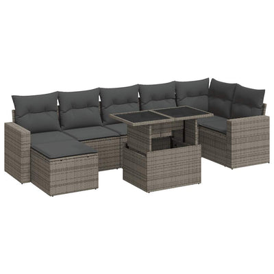 8 Piece Garden Sofa Set with Cushions Grey Poly Rattan Payday Deals