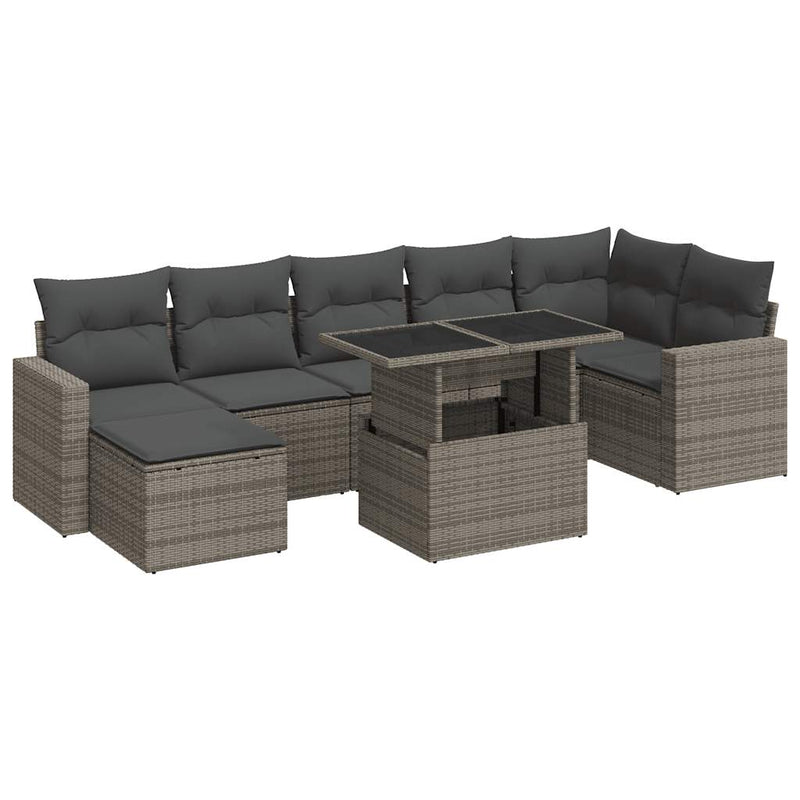 8 Piece Garden Sofa Set with Cushions Grey Poly Rattan Payday Deals