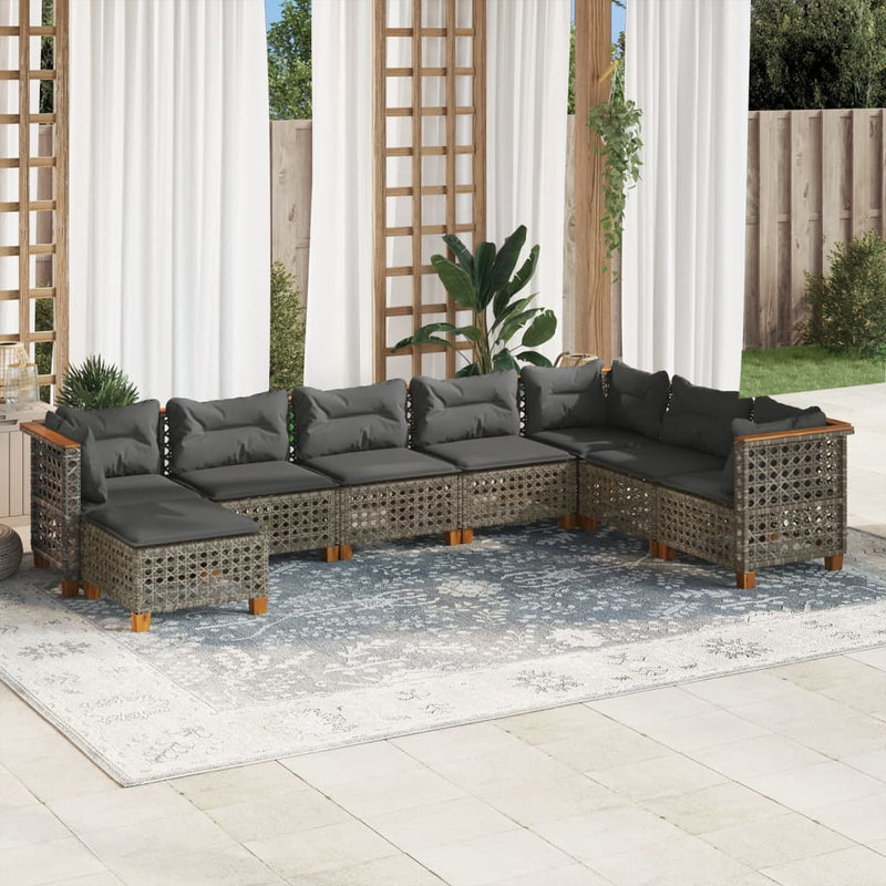 8 Piece Garden Sofa Set with Cushions Grey Poly Rattan Payday Deals