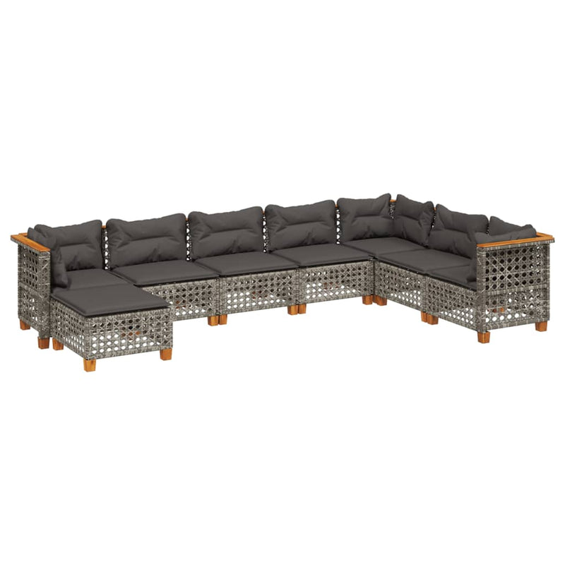 8 Piece Garden Sofa Set with Cushions Grey Poly Rattan Payday Deals