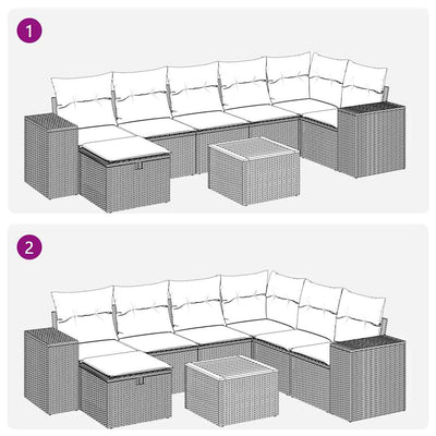 8 Piece Garden Sofa Set with Cushions Grey Poly Rattan Payday Deals