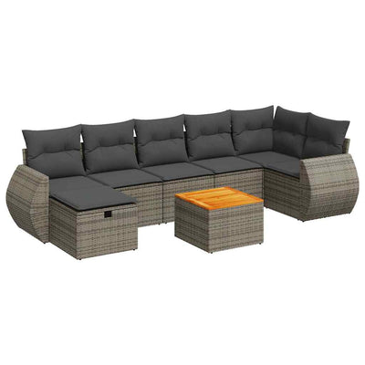 8 Piece Garden Sofa Set with Cushions Grey Poly Rattan Payday Deals