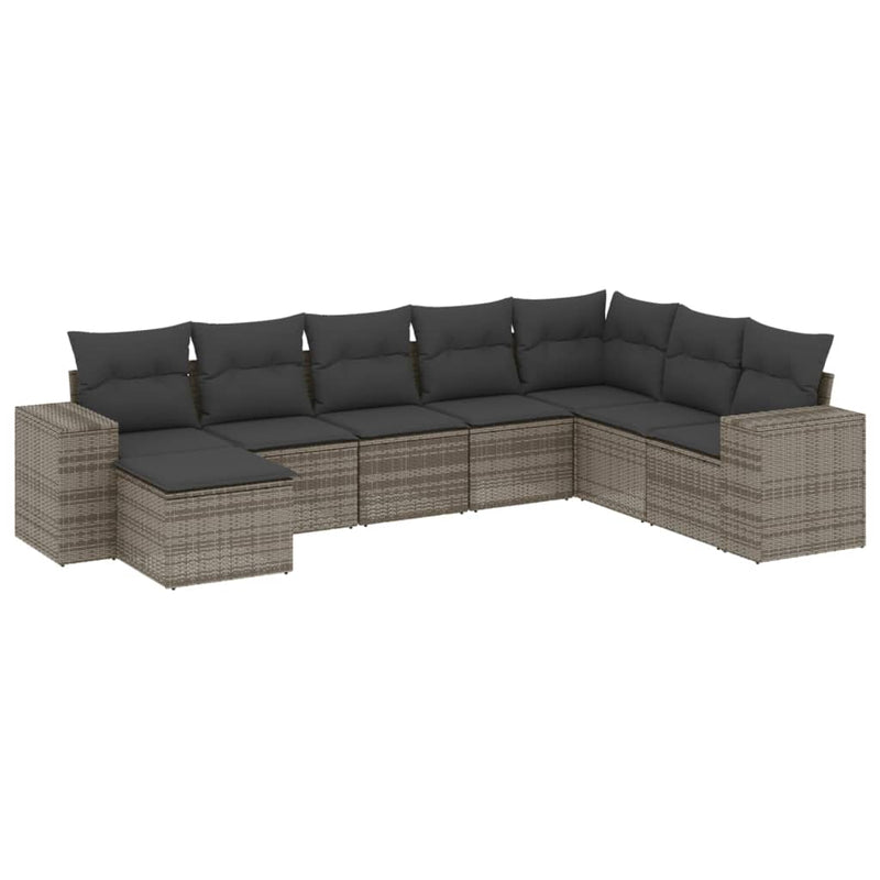 8 Piece Garden Sofa Set with Cushions Grey Poly Rattan Payday Deals