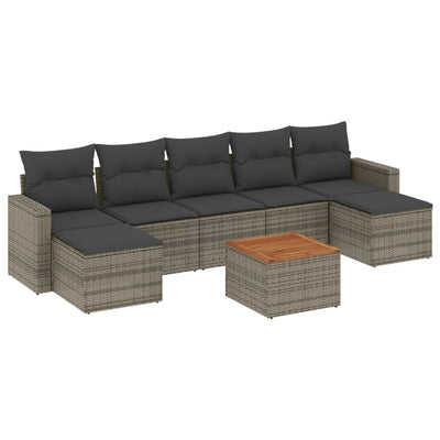 8 Piece Garden Sofa Set with Cushions Grey Poly Rattan Payday Deals