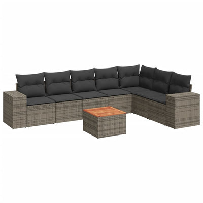 8 Piece Garden Sofa Set with Cushions Grey Poly Rattan Payday Deals