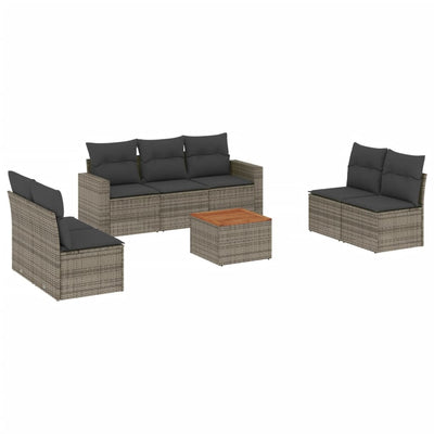 8 Piece Garden Sofa Set with Cushions Grey Poly Rattan Payday Deals