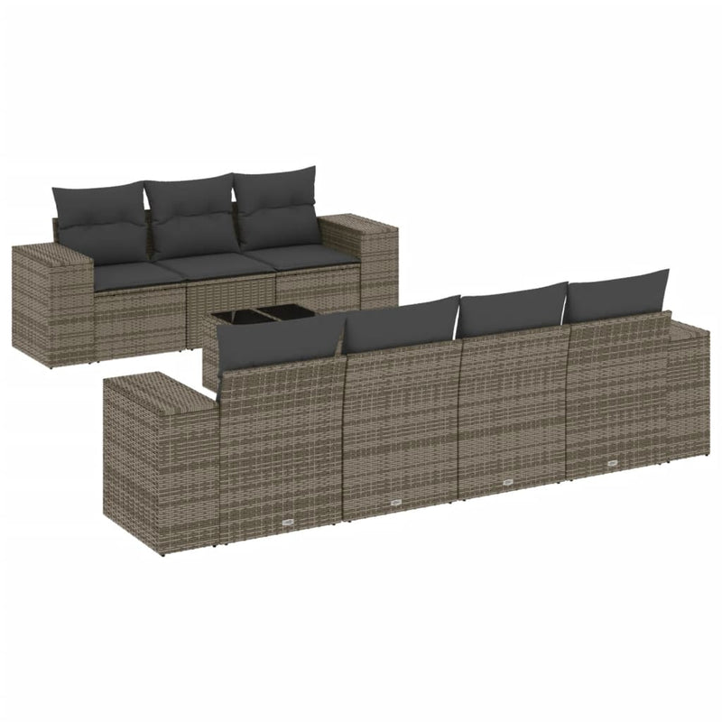 8 Piece Garden Sofa Set with Cushions Grey Poly Rattan Payday Deals