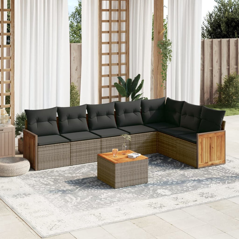 8 Piece Garden Sofa Set with Cushions Grey Poly Rattan Payday Deals