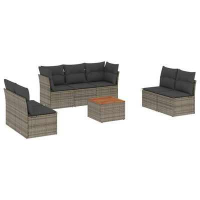 8 Piece Garden Sofa Set with Cushions Grey Poly Rattan Payday Deals