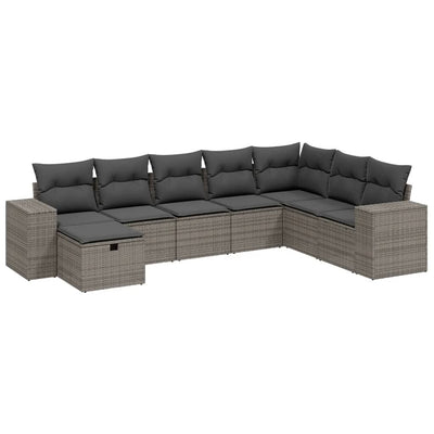 8 Piece Garden Sofa Set with Cushions Grey Poly Rattan Payday Deals