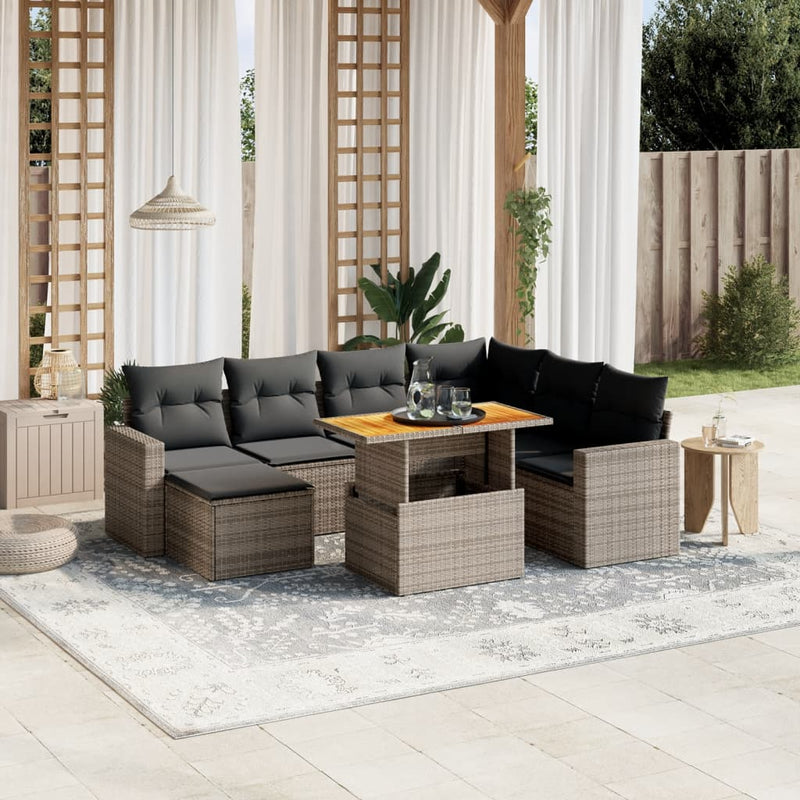 8 Piece Garden Sofa Set with Cushions Grey Poly Rattan Payday Deals