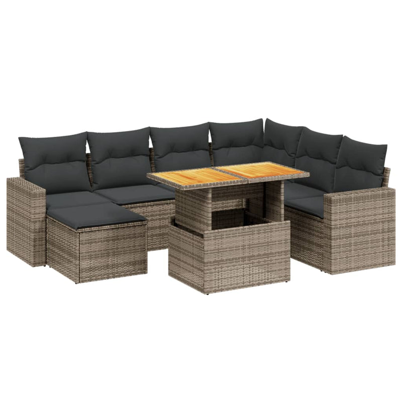 8 Piece Garden Sofa Set with Cushions Grey Poly Rattan Payday Deals