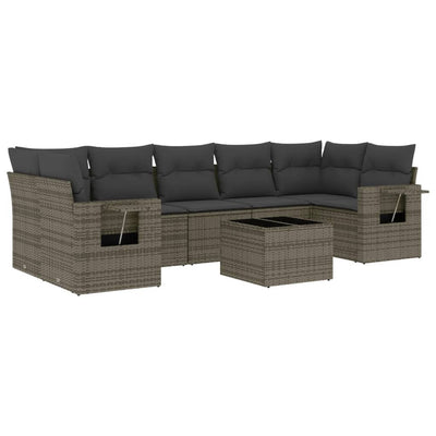 8 Piece Garden Sofa Set with Cushions Grey Poly Rattan Payday Deals