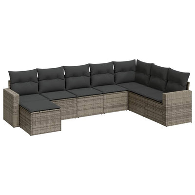 8 Piece Garden Sofa Set with Cushions Grey Poly Rattan Payday Deals