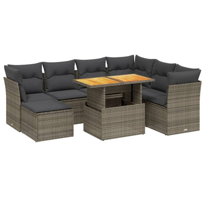 8 Piece Garden Sofa Set with Cushions Grey Poly Rattan Payday Deals