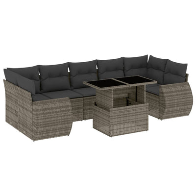 8 Piece Garden Sofa Set with Cushions Grey Poly Rattan Payday Deals