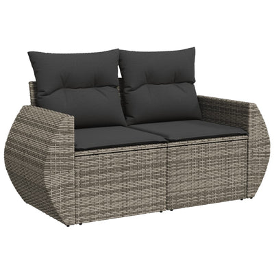 8 Piece Garden Sofa Set with Cushions Grey Poly Rattan Payday Deals