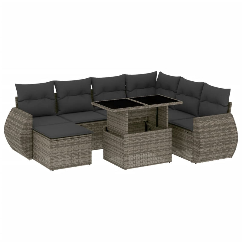 8 Piece Garden Sofa Set with Cushions Grey Poly Rattan Payday Deals