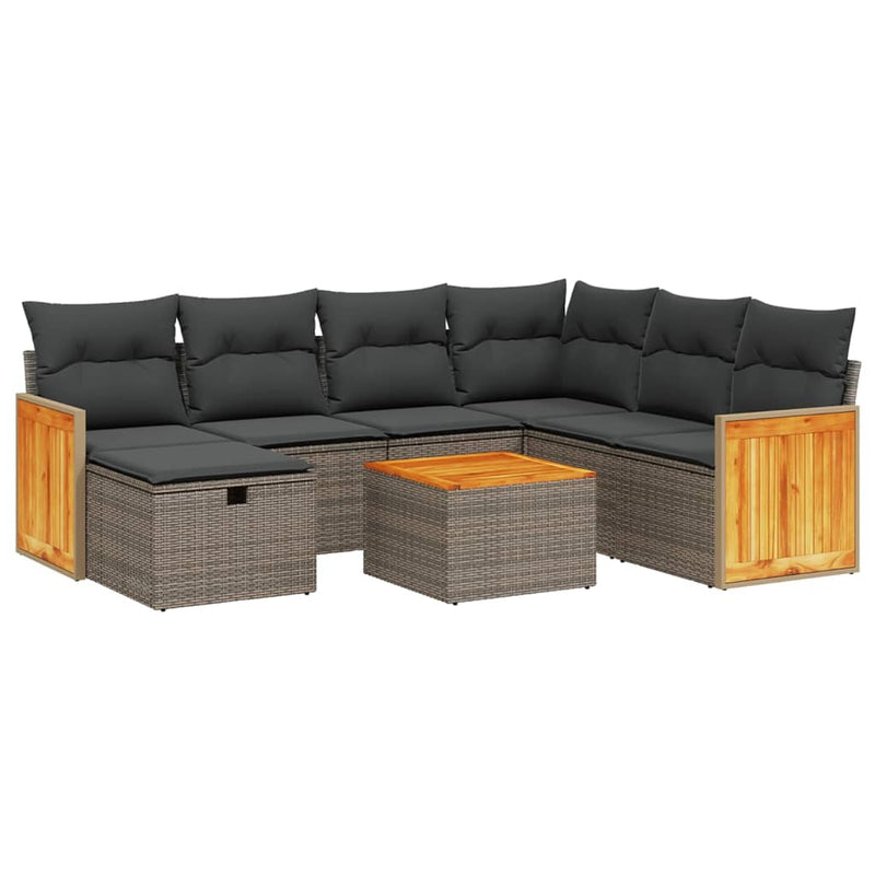 8 Piece Garden Sofa Set with Cushions Grey Poly Rattan Payday Deals