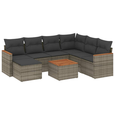 8 Piece Garden Sofa Set with Cushions Grey Poly Rattan Payday Deals