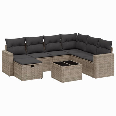 8 Piece Garden Sofa Set with Cushions Grey Poly Rattan Payday Deals