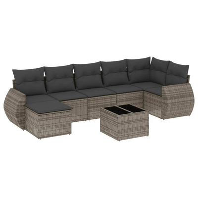 8 Piece Garden Sofa Set with Cushions Grey Poly Rattan Payday Deals