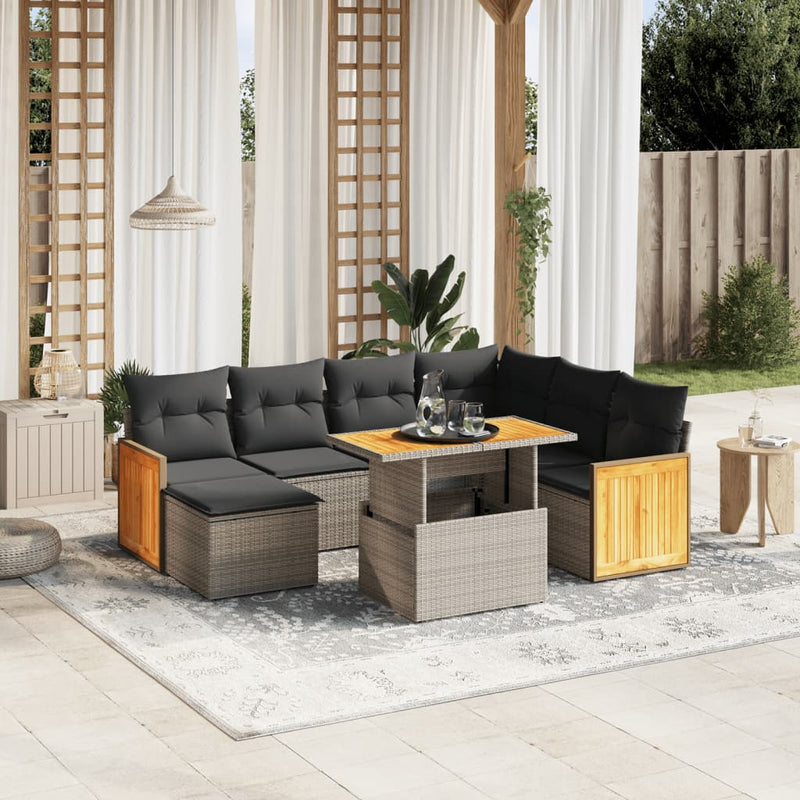 8 Piece Garden Sofa Set with Cushions Grey Poly Rattan Payday Deals