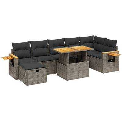 8 Piece Garden Sofa Set with Cushions Grey Poly Rattan Payday Deals