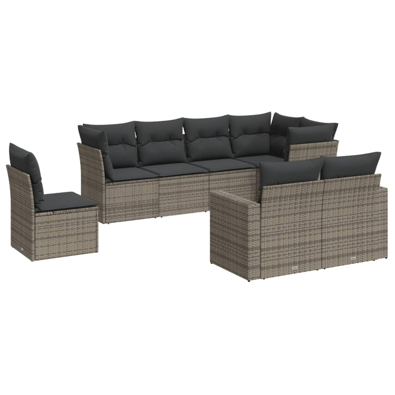 8 Piece Garden Sofa Set with Cushions Grey Poly Rattan Payday Deals