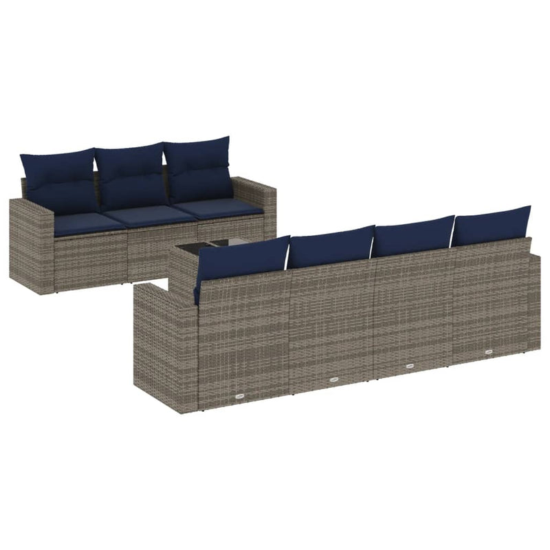 8 Piece Garden Sofa Set with Cushions Grey Poly Rattan Payday Deals