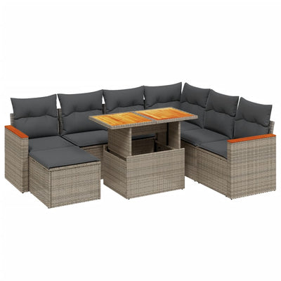 8 Piece Garden Sofa Set with Cushions Grey Poly Rattan Payday Deals