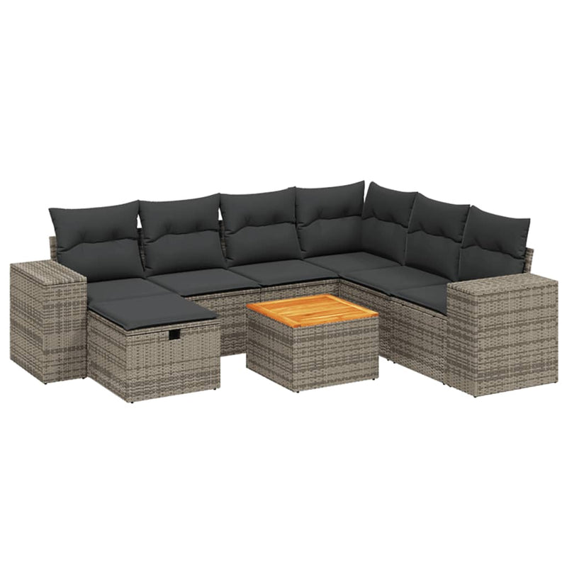 8 Piece Garden Sofa Set with Cushions Grey Poly Rattan Payday Deals