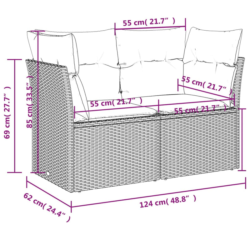 8 Piece Garden Sofa Set with Cushions Grey Poly Rattan Payday Deals