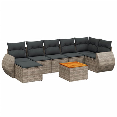 8 Piece Garden Sofa Set with Cushions Grey Poly Rattan Payday Deals