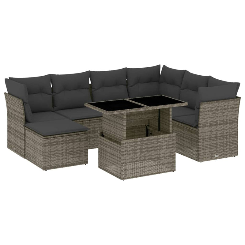 8 Piece Garden Sofa Set with Cushions Grey Poly Rattan Payday Deals