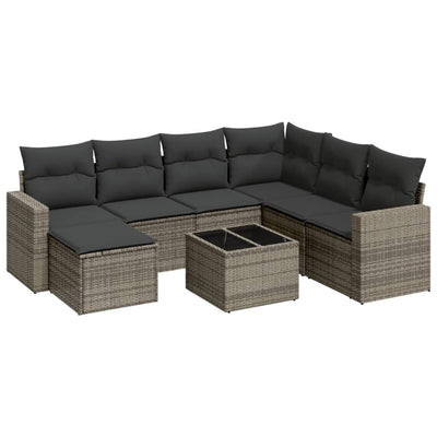 8 Piece Garden Sofa Set with Cushions Grey Poly Rattan Payday Deals