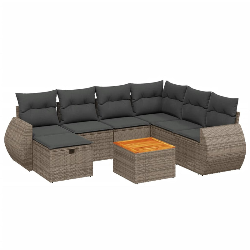 8 Piece Garden Sofa Set with Cushions Grey Poly Rattan Payday Deals