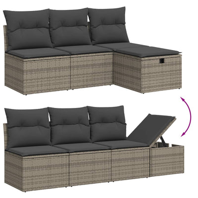 8 Piece Garden Sofa Set with Cushions Grey Poly Rattan Payday Deals