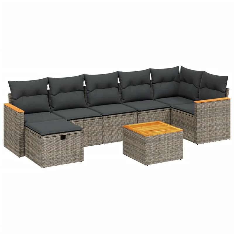 8 Piece Garden Sofa Set with Cushions Grey Poly Rattan Payday Deals