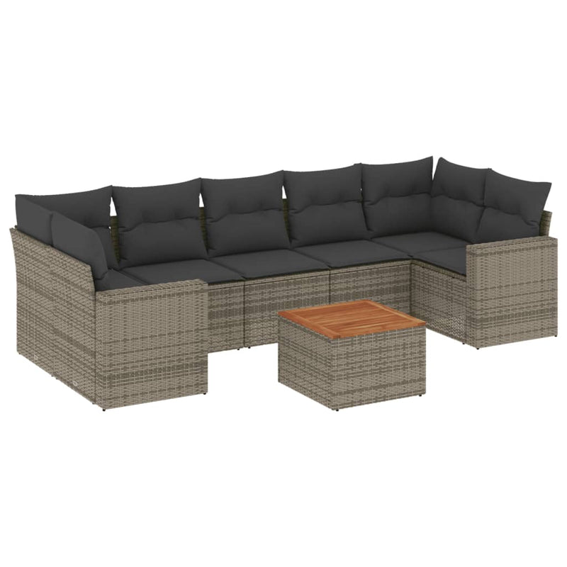 8 Piece Garden Sofa Set with Cushions Grey Poly Rattan Payday Deals