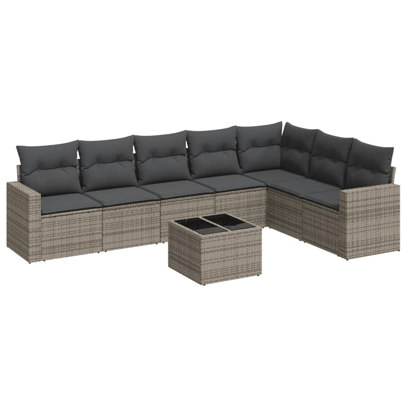 8 Piece Garden Sofa Set with Cushions Grey Poly Rattan Payday Deals