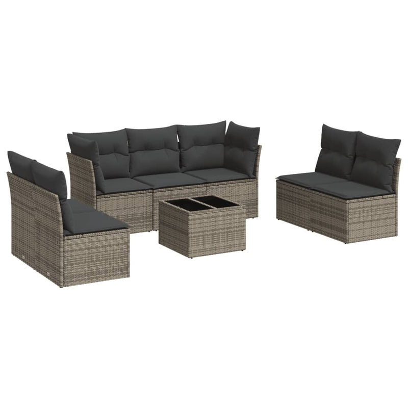 8 Piece Garden Sofa Set with Cushions Grey Poly Rattan Payday Deals