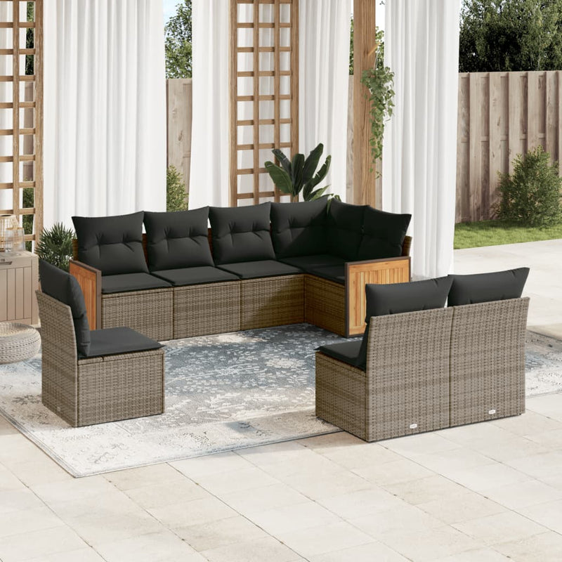 8 Piece Garden Sofa Set with Cushions Grey Poly Rattan Payday Deals